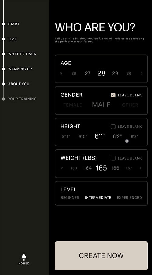 NOHRD Coach personal training profile