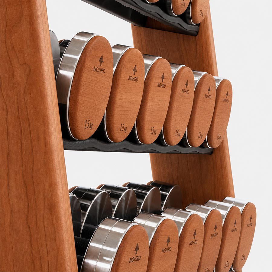 nohrd dumbbells kirsche rack